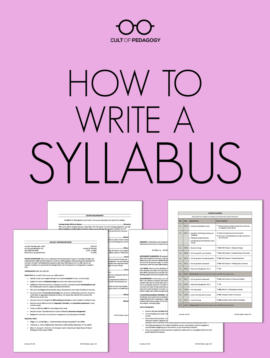 How To Write A Syllabus Cult Of Pedagogy